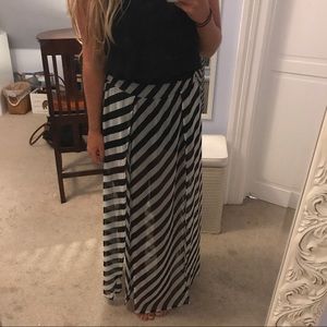Black/White Striped Maxi Skirt
